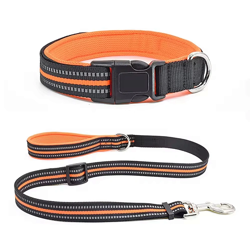 Custom Luxury Nylon Dog Collar Leash Set Reflective Puppy Training Adjustable Pet Collar Comfortable Breathable Design