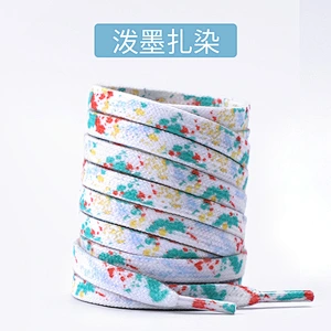 for Wholesale Custom Colorful Elastic Flat Color Tie Dye Printed Logo Polyester Sports Sneaker White Canvas Shoe Lace Shoelace