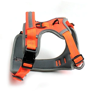 Breathable Reflective Dog Harness Adjustable Oxford Mesh Pet Vest with Strong Handle Explosion-Proof Safety Design for Comfort
