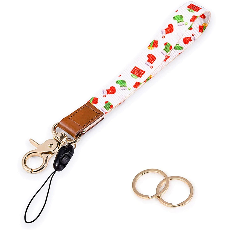 Stitch Polyester Short Wristlet Wrist Keychain Strap Lanyard New Key USB Nylon Bulk Sublimation Printed Logo Champion Custom Kid