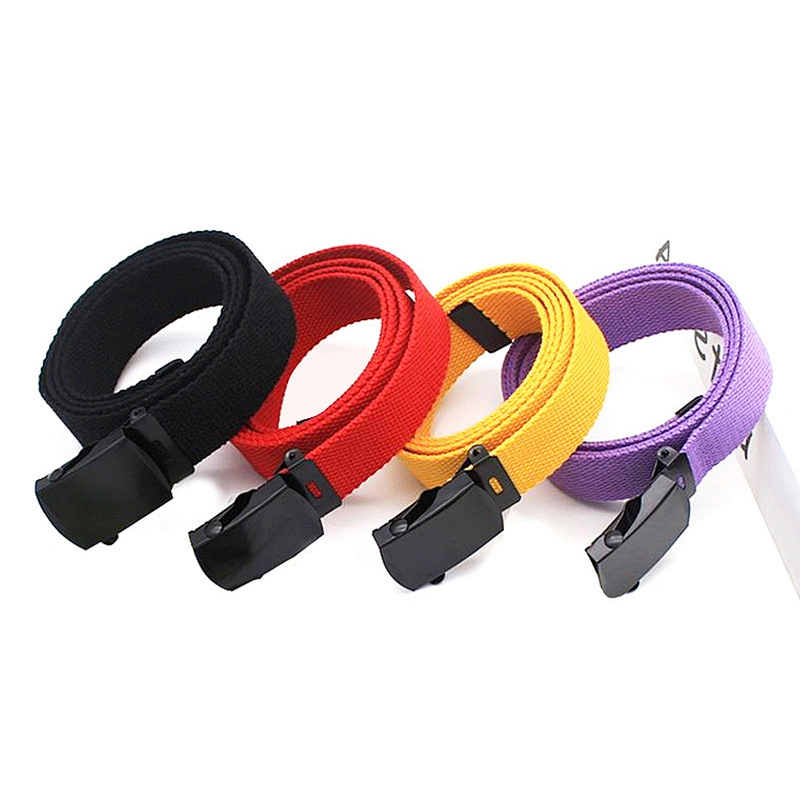 2024 Metal Flip Buckle Custom Jacquard Logo Outdoor Elastic Women Polyester Nylon Woven Stretch Men Fabric Canvas Belt