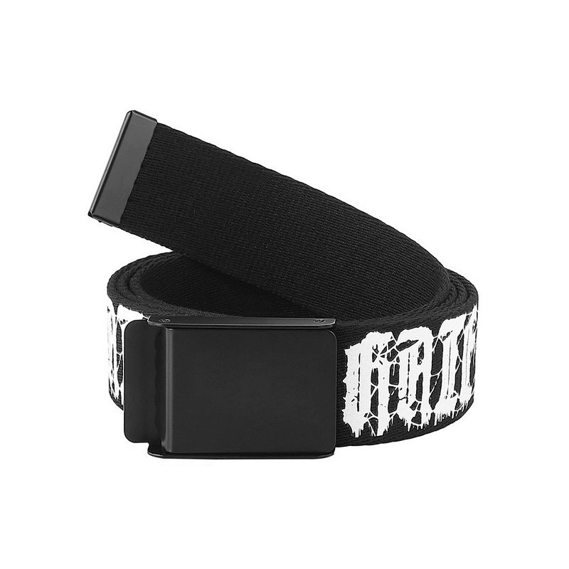 2024 Custom Automatic Buckle Belt Unisex Casual Colorful Letter Logo Printed Cotton Fabric Canvas Web Belt with Alloy Buckle