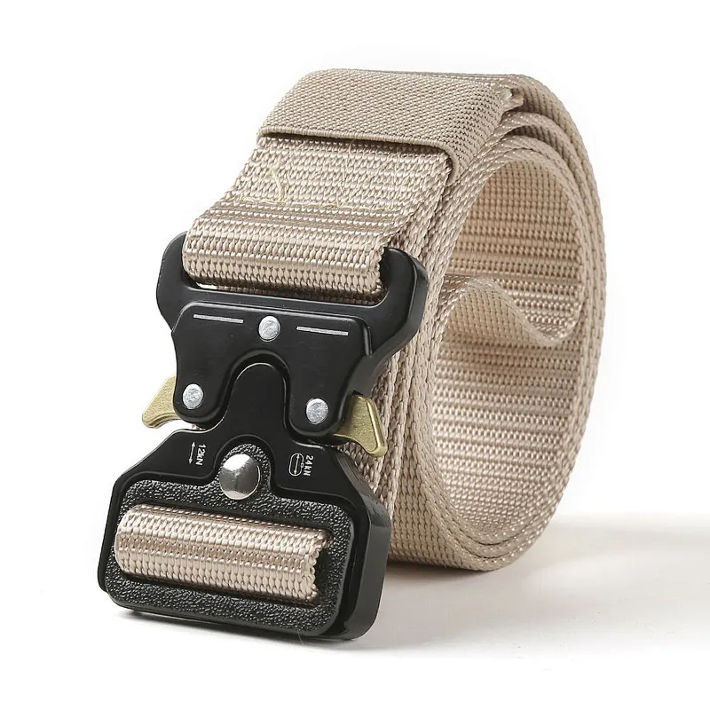 Wholesale Custom Heavy Duty Quick Release Outdoor Woven 3.8cm Men Canvas Fabric Nylon Webbing Tactical Belt