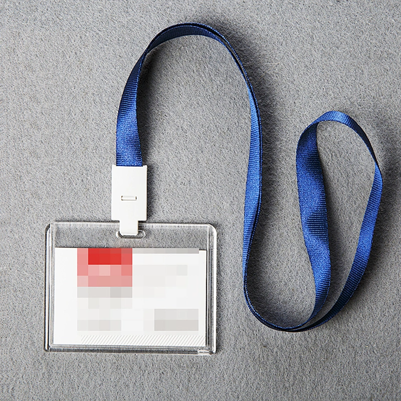 with and Custom Neck Woven A7 Teacher Coach Polyester Transparent Clear Work ID Credit Acrylic Plastic Card Holder Set Lanyard