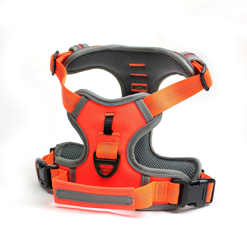 Breathable Reflective Dog Harness Adjustable Oxford Mesh Pet Vest with Strong Handle Explosion-Proof Safety Design for Comfort
