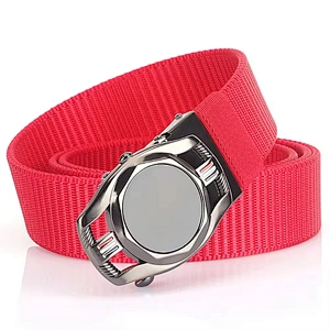 Unisex-Adult Nylon Webbing Belt-Adjustable One Size Cotton Strap and Metal Plaque Buckle Fabric Belt
