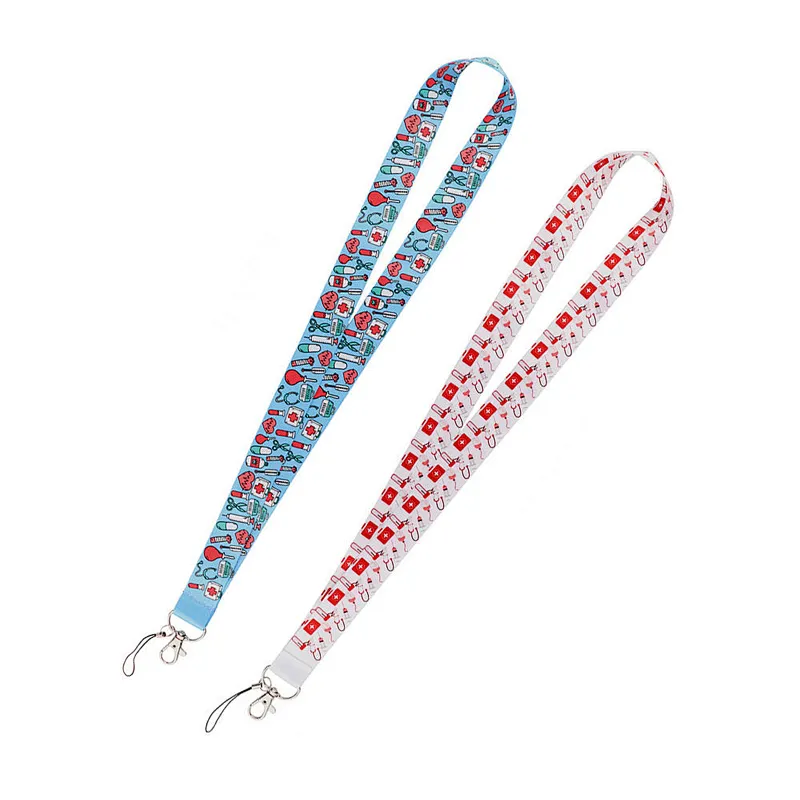 Wholesale Bulk Long Sublimated ID Badge Metal Card Holder Satin Neck Logo Flower Floral Custom Polyester Print Lanyard