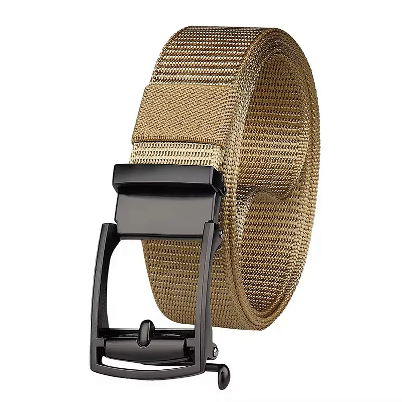 Wholesale New Casual Toothless Inner Automatic Buckle Adjustable Canvas Webbing Woven Braid Men Web Fabric Custom Nylon Belt