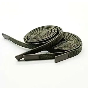 Waxed  polyester braided flat Clothing and hats string rope with silicone head cap