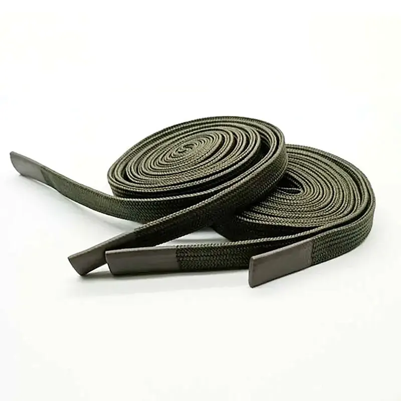 Waxed  polyester braided flat Clothing and hats string rope with silicone head cap