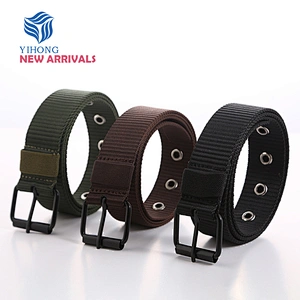 Factory Wholesale Custom Woven Tactical Outdoor Breathable Knit Pin Buckle Women Men Canvas Fabric Belt
