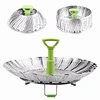 Steamer Basket Stainless Steel Vegetable Steamer Nylon Plastic Handle Basket Foldable Steamer