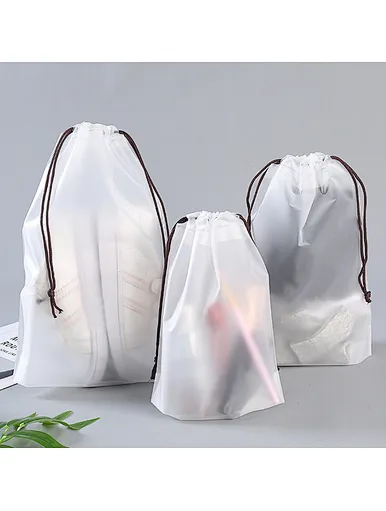 Custom Large Plastic Drawstring Bag With Custom Printed Logo