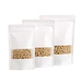 Reusable Recyclable Food White Window Kraft Paper Seal Pouches Zipper Ziplock Bags Stand Up Coffee Pouch Packaging With Window