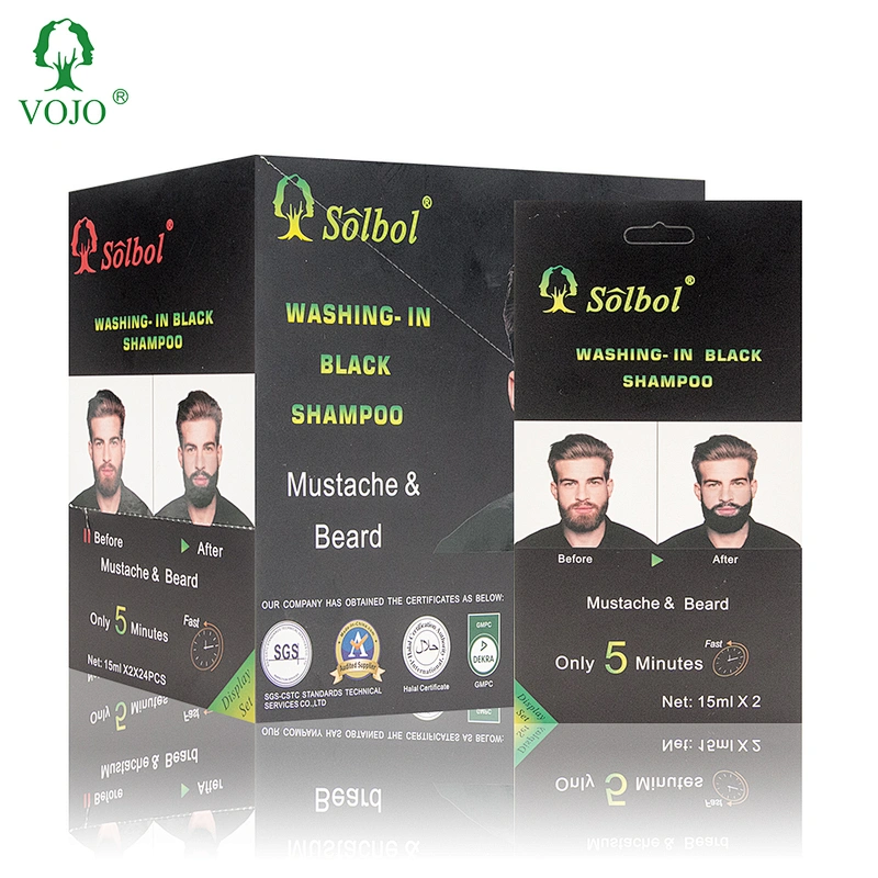 VOJO new package Ammonia Free black Beard Dye Color private brand Shampoo No Side Effects Dye Mustache Cream