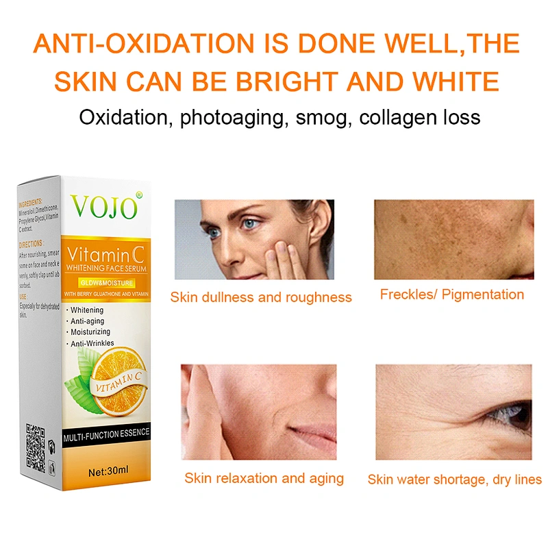 VOJO 30ml Vc Whitening Essential Remover Speckle Fade Dark Spots Brighten Nourishing Skin Face Serum