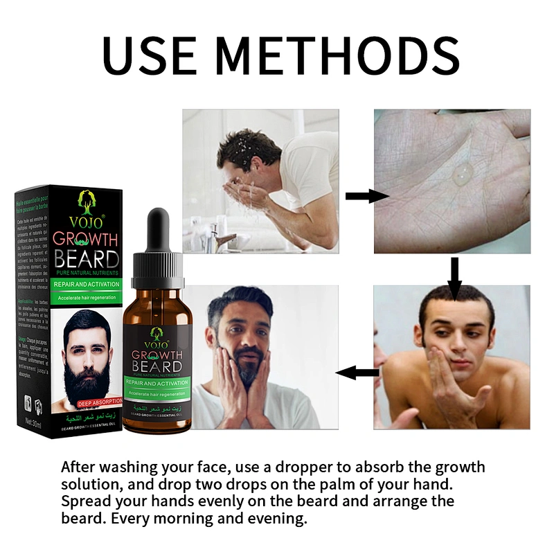 VOJO Private Label Wholesale Men Care Beard Growing Oil Nourishing Organic Vegan Natural Growth Beard Oil