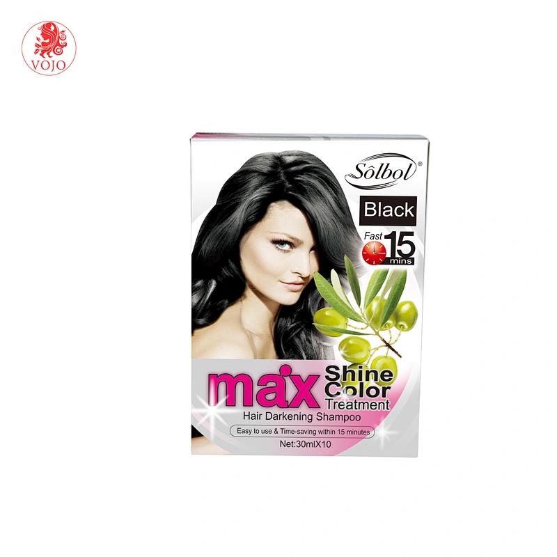 Natural herbal vojo fast color in black hair shampoo for white,yellow,brown hair,etc to black turn grey hair to black