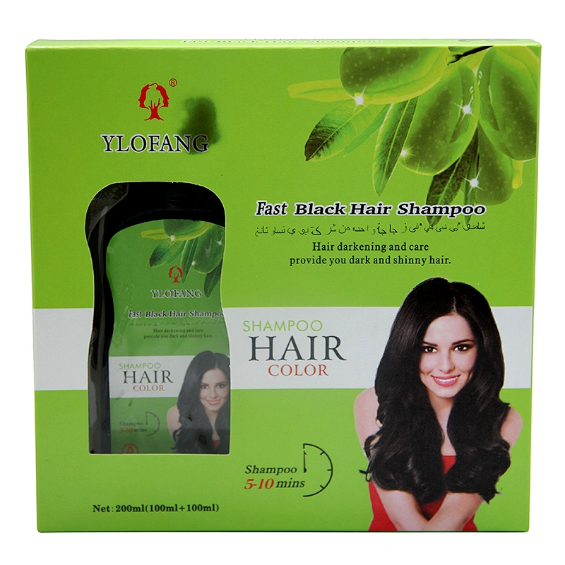 Guangzhou Yosaten Wholesale 100ml*100ml Fast Black Hair Color Shampoo Beauty Normal Shampoo 100% High Natural for Men and Women