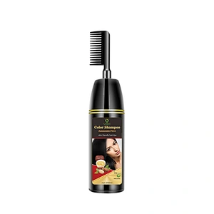 private brand manufacturer hair color herbal permanent black hair dye shampoo with comb which easy operate and fast dye
