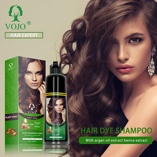 VOJO  argan oil magic black 5 minutes fast black hair color shampoo hair dye 100% cover natural herbal serum shampoo