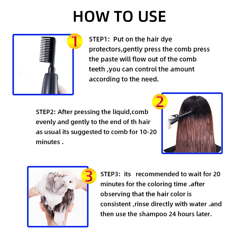 vojo Black Magic Comb One Step Hair Dye Color Comb with Foams 2 in 1 Hair Color shampoo black your hair in 5 minutes no ammonia