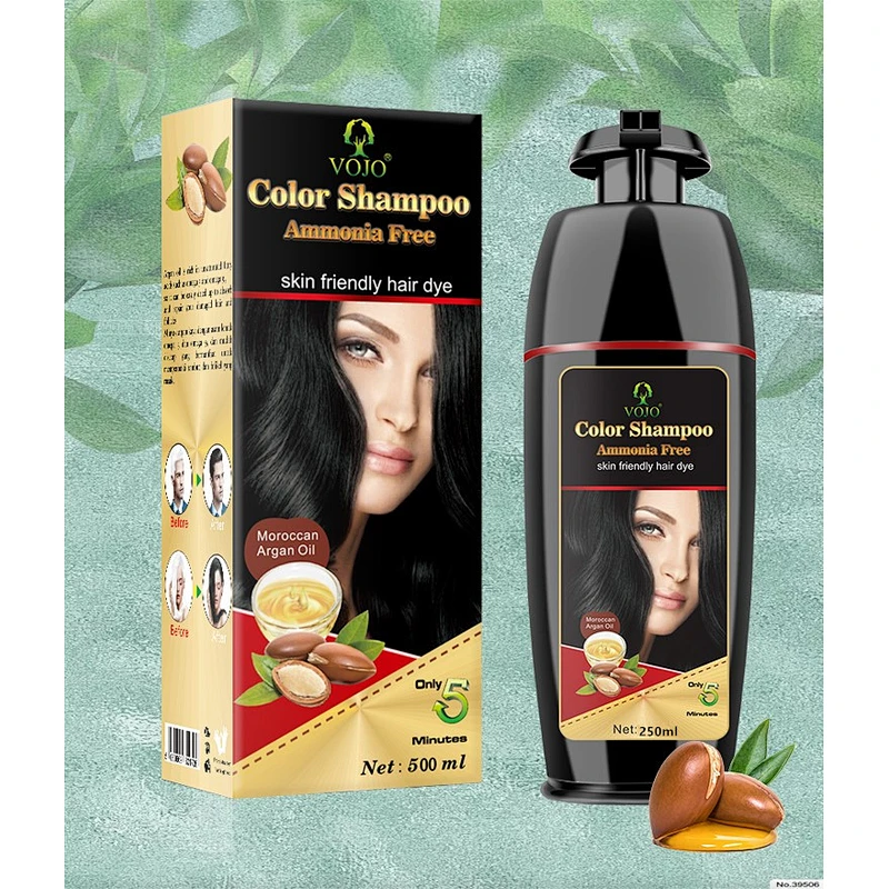 VOJO Private Label Black hair dye Shampoo Bottle with Pump 500 ml Black Hair Dye Shampoo for Gray Hair