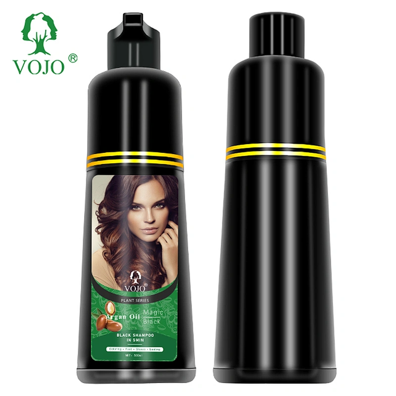 VOJO  argan oil magic black 5 minutes fast black hair color shampoo hair dye 100% cover natural herbal serum shampoo