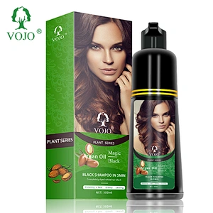VOJO  argan oil magic black 5 minutes fast black hair color shampoo hair dye 100% cover natural herbal serum shampoo