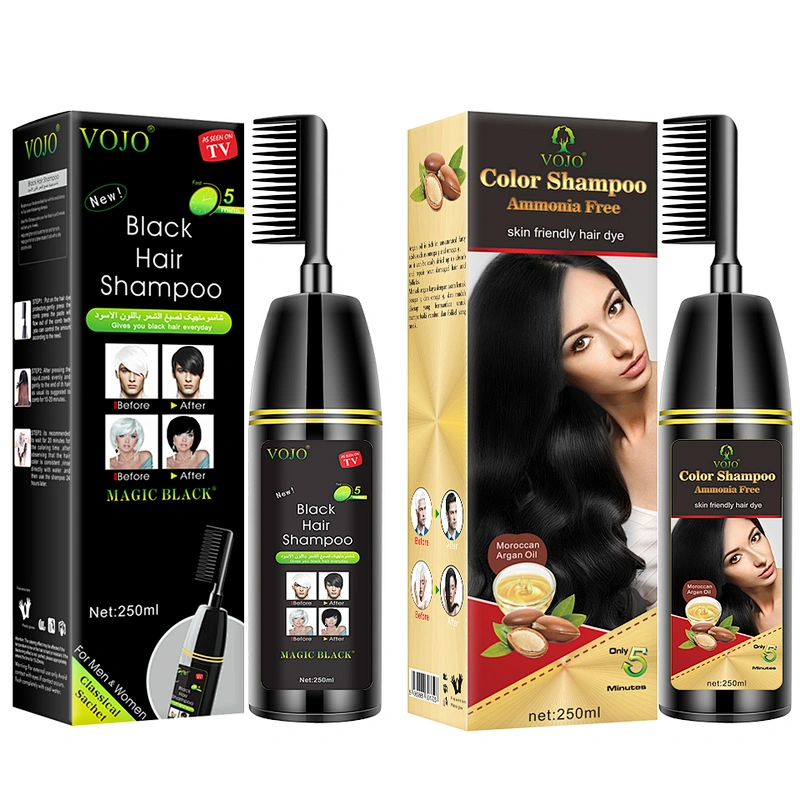 private brand manufacturer hair color herbal permanent black hair dye shampoo with comb which easy operate and fast dye