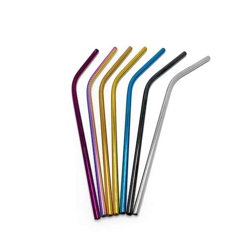 Colorful reusable stainless steel 6*241mm drinking straw