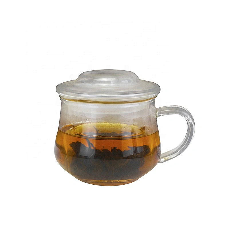 300 ML  high borosilicate heat resistant glass tea cup mug with glass infuser and lid