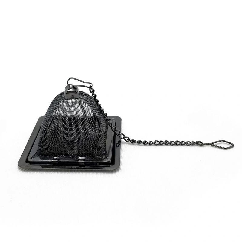 Novelty stainless steel mesh pyramid shape tea infuser with black coating