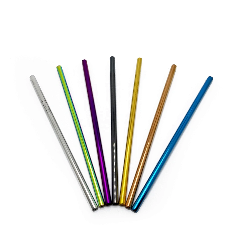 Colorful reusable stainless steel 8*215mm drinking straw