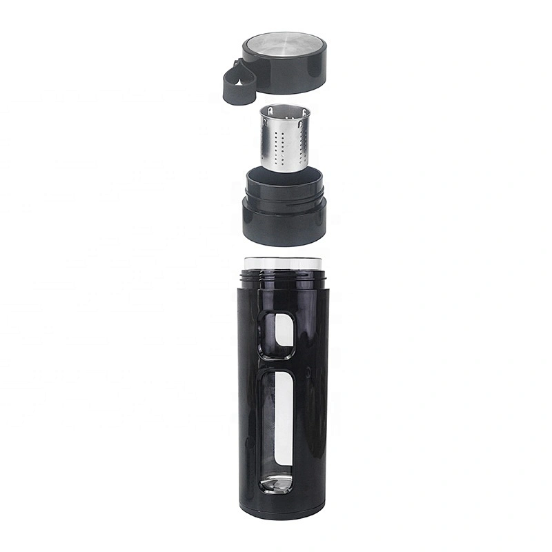 High borosilicate glass water Bottle tea bottle with stainless steel tea infuser
