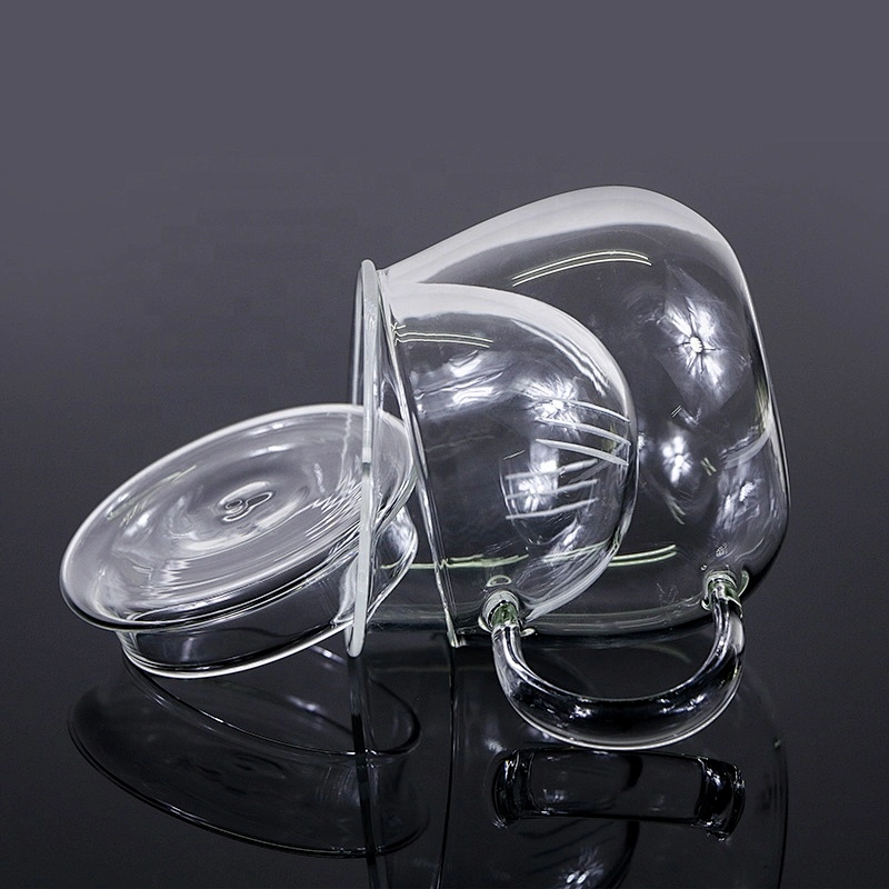 300 ML  high borosilicate heat resistant glass tea cup mug with glass infuser and cover