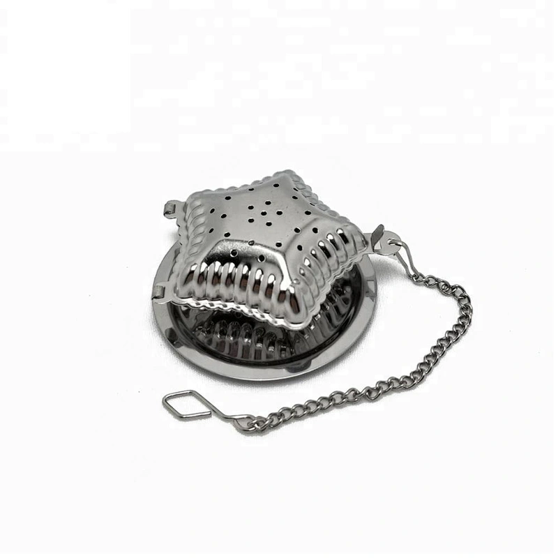 High quality stainless steel star shape tea infuser tea strainer with chain