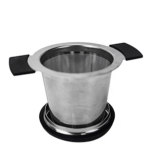 High quality stainless steel tea strainer basket shape tea infuser tea maker with TPR handle