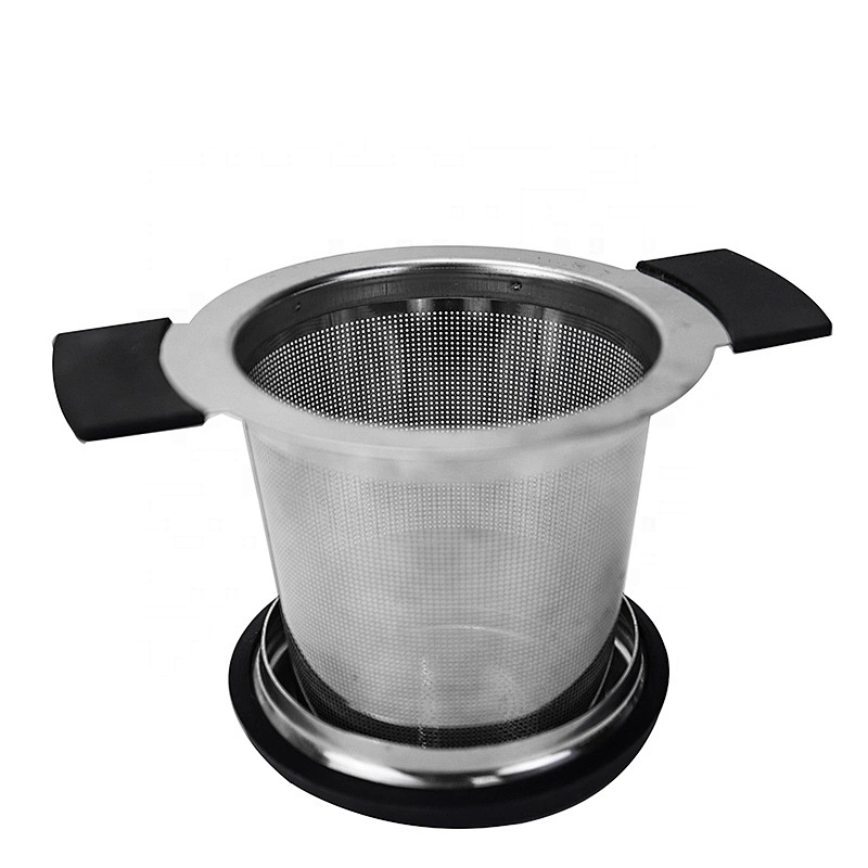 High quality stainless steel tea strainer basket shape tea infuser tea maker with TPR handle