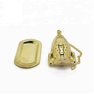 High quality stainless steel gold plating rocket shape tea infuser tea ball with chain