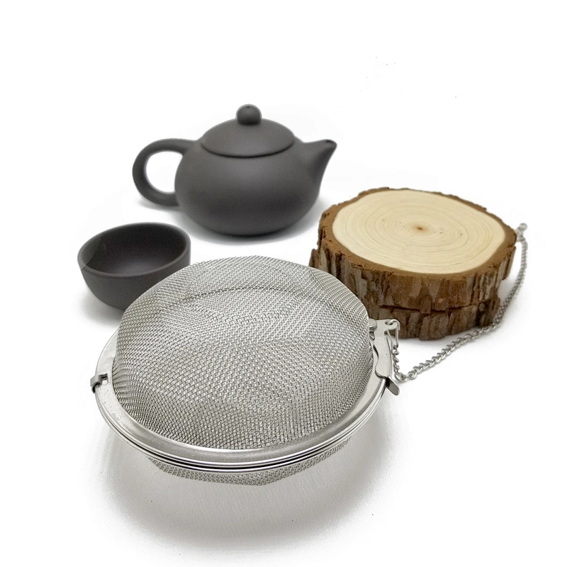 Hot selling stainless steel mesh spice soup& tea filter infuser with chain