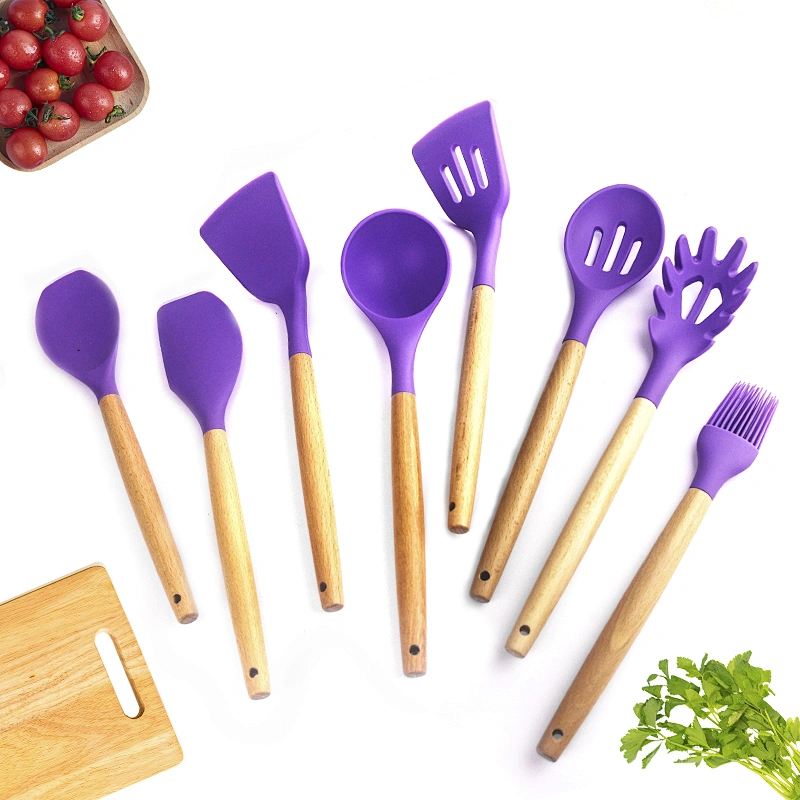 Wholesale 8 Pieces Slicone Kitchen Cooking Utensils Kitchen Utensils Accessories Nonstick Cookware Spatula Set