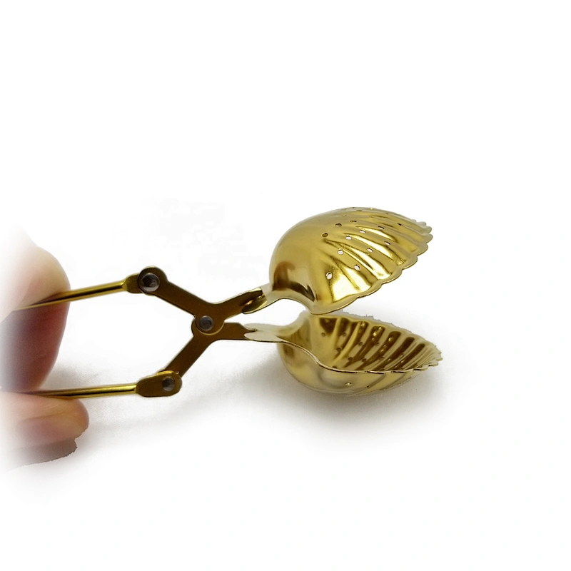 Stainless steel tea strainer tea filter titanium gold plating shell shape tea infuser with handle