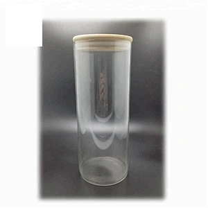 Handmade high borosilicate heat resistant glass jar with bamboo lid