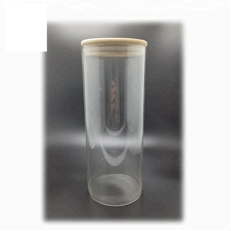 Handmade high borosilicate heat resistant glass jar with bamboo lid