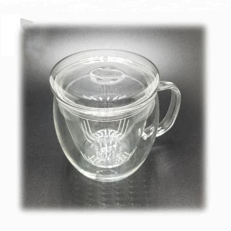 550 ML  high borosilicate heat resistant glass tea cup mug with glass infuser and lid