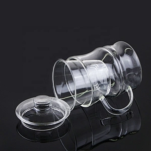 Hot selling 350 ML high borosilicate heat resistant glass tea cup mug with glass infuser and lid