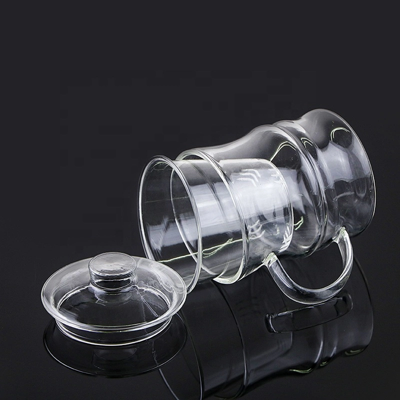 Hot selling 350 ML high borosilicate heat resistant glass tea cup mug with glass infuser and lid