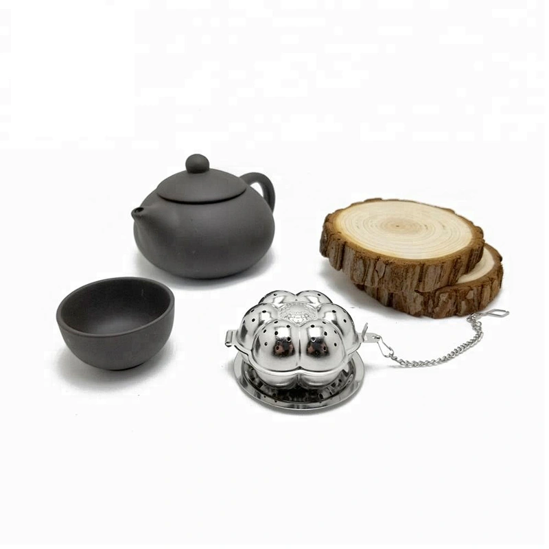 Novelty stainless steel flower shape tea infuser with chain