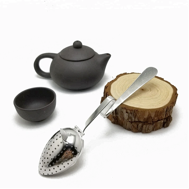 Stainless steel leaf shape tea infuser strainer with crooked handle